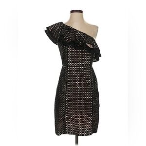 J. Crew Black Eyelet Ruffle One-Shoulder Dress